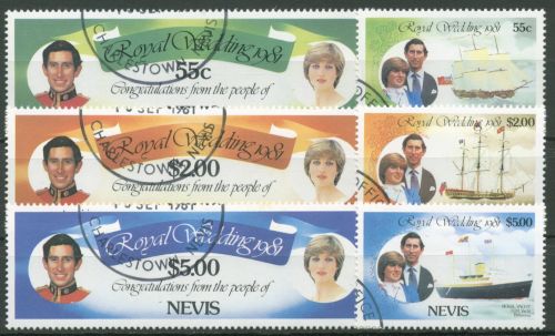Nevis 1981 Hochzeit Prinz Charles & Lady Diana 60/65 A gestempelt