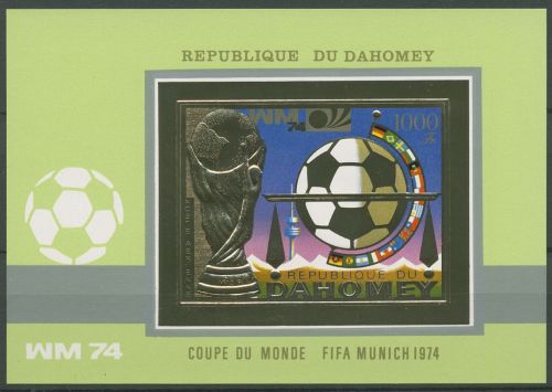 Dahomey 1974 Fußball-WM in Deutschland Pokal Ball Block 39 postfrisch (C42285)