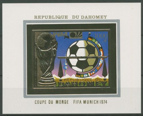 Dahomey 1974 Fußball-WM in Deutschland Pokal Ball Block 37 B postfrisch (C42287)