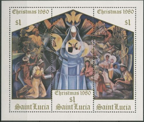 St. Lucia 1981 Weihnachten Gemälde Block 27 postfrisch (C94062)