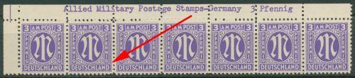 Bizone 1945 Am. Druck Inschrift oben, Plattenfehler 1 z f 2, Papier z postfrisch