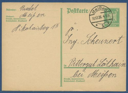 Deutsches Reich 1926 Adler Postkarte P 165 I gebraucht (X41160)