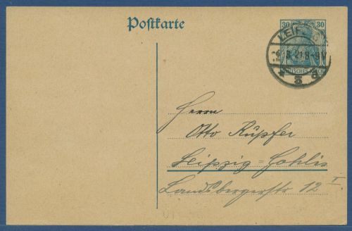Deutsches Reich 1920 Postkarte P 120 A I gebraucht, Ortsverkehr (X40349)