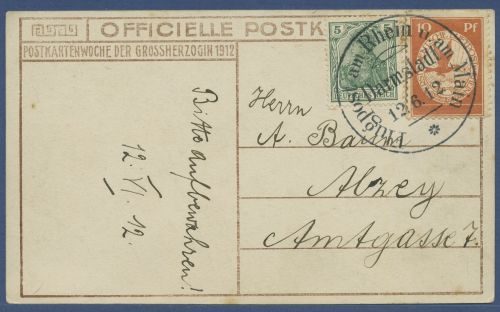 Dt. Reich 1912 Flugpost am Rhein u. Main, I auf Postkarte (X41279)