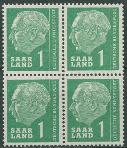 OPD Saarbrücken 1957 Bundespräsident Theodor Heuss 380 4er-Block postfrisch