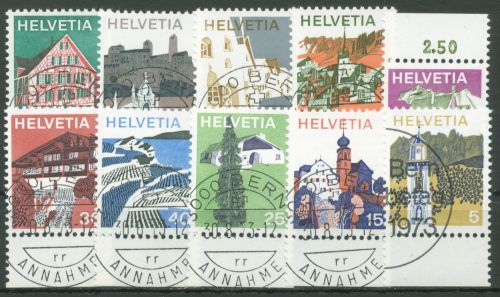 Schweiz 1973 Landschaften Sehenswürdigkeiten 1003/12 gestempelt