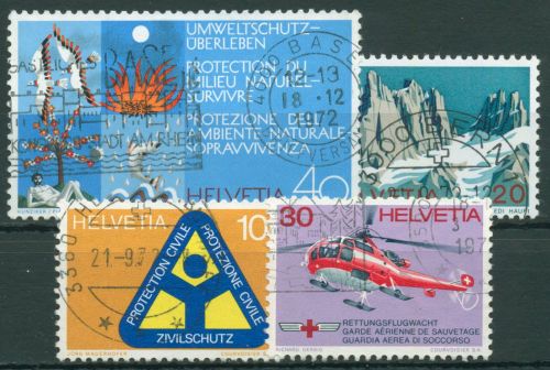 Schweiz 1972 Ereignisse Alpen Rettungsflugwacht Umweltschutz 975/78 gestempelt