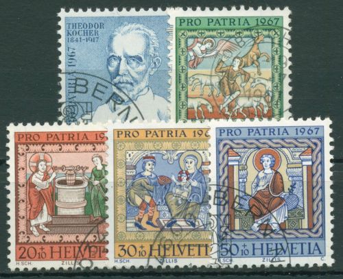 Schweiz 1967 Pro Patria Nobelpreis T.Kocher Deckengemälde 853/57 gestempelt