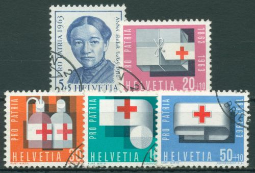Schweiz 1963 Pro Patria Pflegerinnen Anna Heer Rotes Kreuz 775/79 gestempelt
