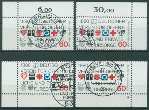 Bund 1980 Verein für Fürsorge 1044 alle 4 Ecken gestempelt (E1026)