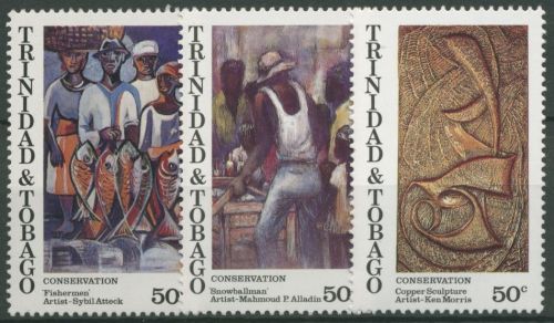 Trinidad und Tobago 1995 Kulturgut Gemälde Skulptur 667/69 postfrisch
