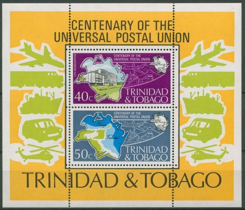 Trinidad und Tobago 1974 100 Jahre Weltpostverein UPU Block 12 postfr. (C93916)