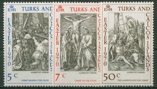Turks- und Caicos-Inseln 1970 Ostern Kupferstiche von Dürer 244/46 postfrisch