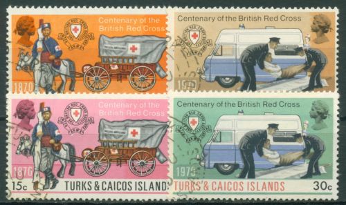 Turks- und Caicos-Inseln 1970 Rotes Kreuz Krankenwagen 251/54 gestempelt