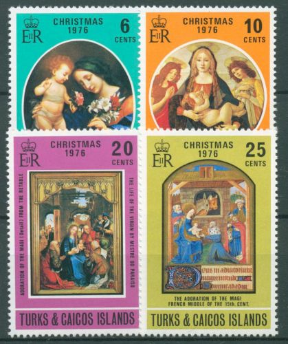 Turks- und Caicos-Inseln 1976 Weihnachten Gemälde 359/62 postfrisch