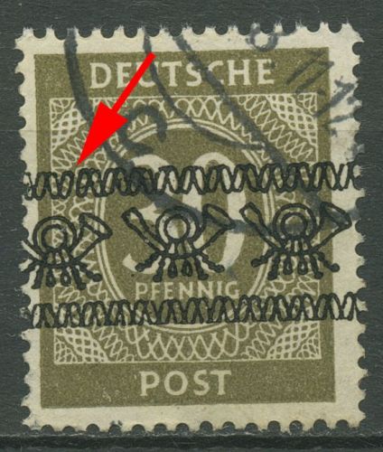 Bizone 1948 Ziffern Bandaufdruck mit Aufdruckfehler 63 I b AF PII gestempelt