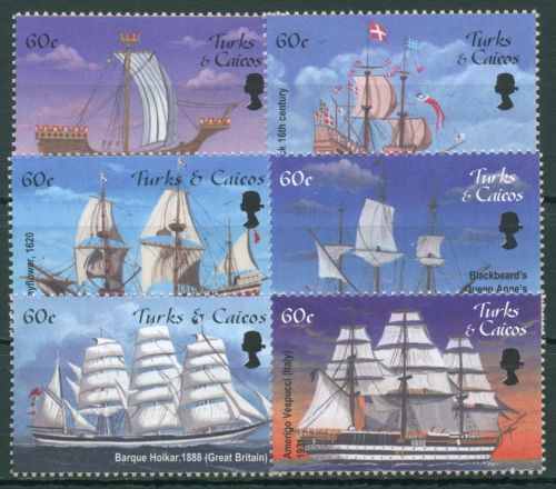 Turks- und Caicos-Inseln 2001 Segelschiffe 1580/85 postfrisch