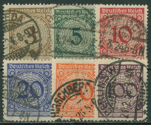 Deutsches Reich 1923 Freimarken: Korbdeckelmuster 338/43 gestempelt