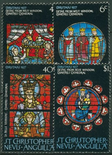 St. Christopher-Nevis-Anguilla 1977 Weihnachten Glasfenster 339/42 postfrisch