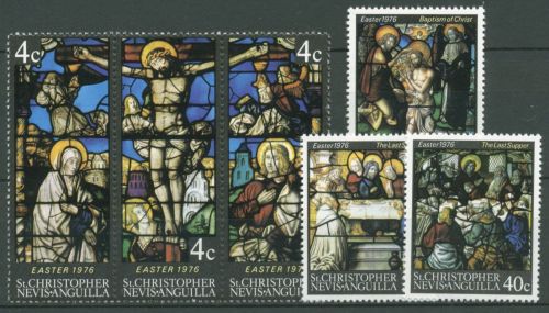 St. Christopher-Nevis-Anguilla 1976 Ostern Glasfenster 309/14 postfrisch