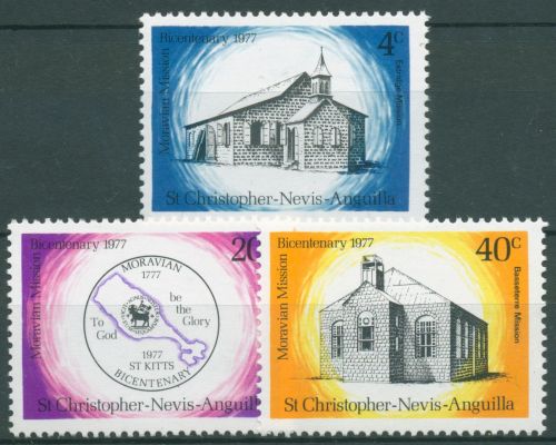 St. Christopher-Nevis-Anguilla 1977 Herrnhuter Gemeinde Kirche 332/34 postfrisch