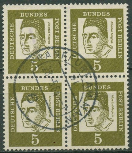 Berlin 1961 Bedeutende Deutsche Bogenmarken 199 4er-Block gestempelt