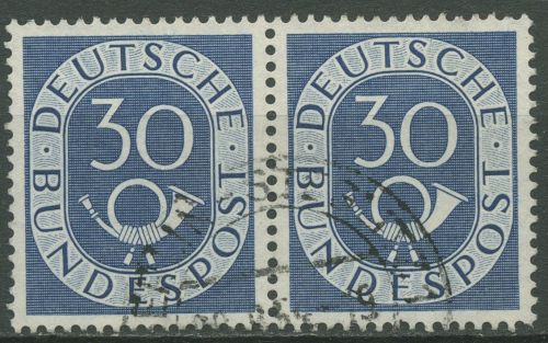 Bund 1951 Posthorn Bogenmarken 132 waagerechtes Paar gestempelt