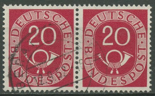Bund 1951 Posthorn Bogenmarken 130 waagerechtes Paar gestempelt