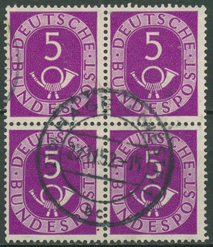 Bund 1951 Posthorn Bogenmarken 125 4er-Block gestempelt
