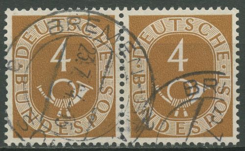 Bund 1951 Posthorn Bogenmarken 124 waagerechtes Paar gestempelt