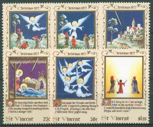 St. Vincent 1977 Weihnachten Weihnachtslied 488/93 postfrisch