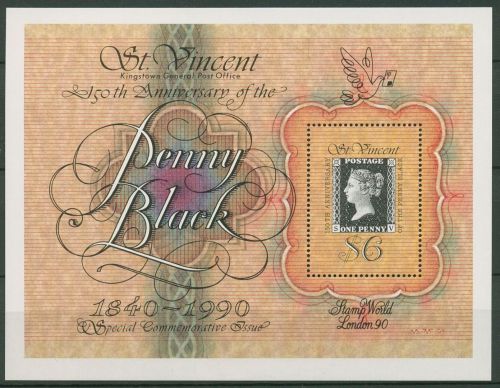 St. Vincent 1990 STAMP WORLD London brit. MiNr.1 Block 96 postfrisch (C93861)