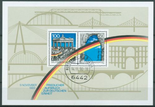 Bund 1990 Berliner Mauer Grenzöffnung Block 22 gestempelt (C98663)