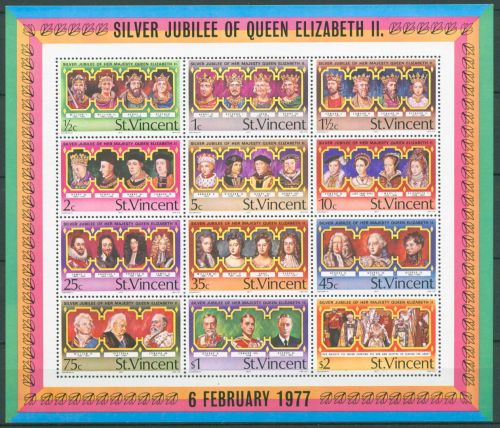 St. Vincent 1977 Königin Elisabeth Könige v.England Block 6 postfrisch (C65927)