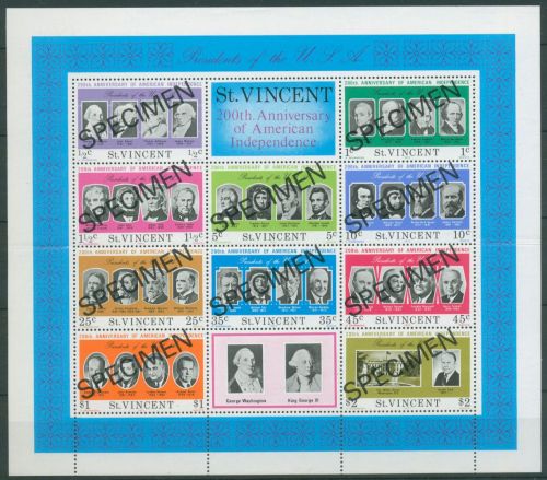 St. Vincent 1975 Amerikanische Präsidenten Block 5 Specimen postfrisch (SG61978)