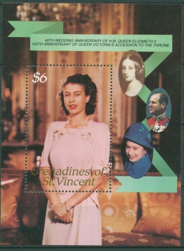 St. Vincent-Grenadinen 1987 Königin Elisabeth Block 29 postfrisch (C65949)