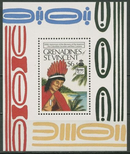 St. Vincent - Grenadinen 1989 Entdeckung Amerikas Block 42 postfrisch (C95586)