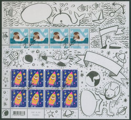 Schweiz 2021 Tierboten Eule Fuchs Kleinbogen 2713/14 K gestempelt (SG40479)