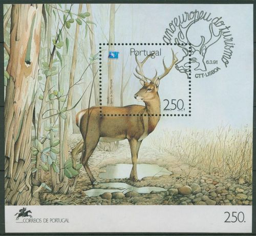 Portugal 1991 Tourismus Sao Mamede Rothirsch Block 77 gestempelt (C91147)