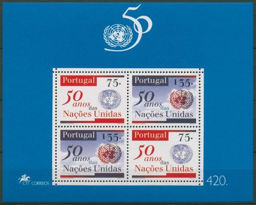 Portugal 1995 Vereinte Nationen UNO Emblem Block 107 postfrisch (C91120)