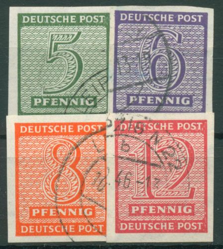 SBZ West-Sachsen 1945 Freimarken Ziffern mit WZ X 116/19 X gestempelt