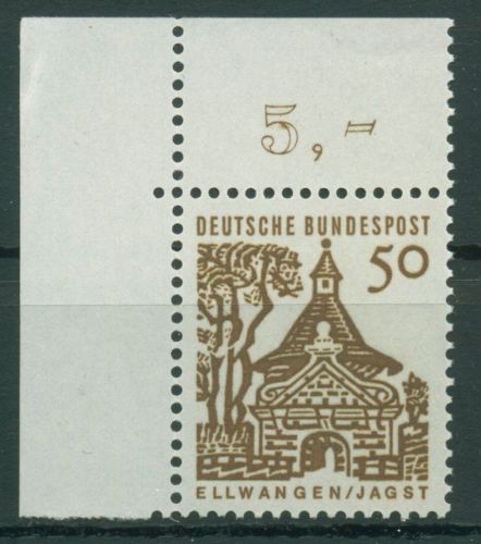 Bund 1964/65 Bauwerke klein, Schlosstor Ellwangen 458 Ecke 1 postfrisch