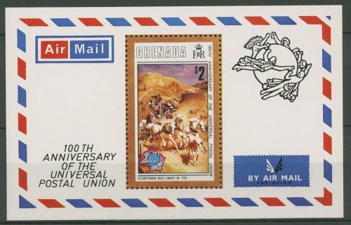 Grenada 1974 100 Jahre UPU Postkutsche Block 36 postfrisch (C94518)