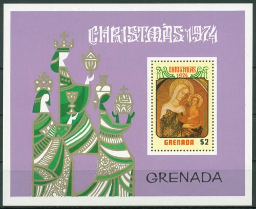 Grenada 1974 Weihnachten Gemälde Block 38 postfrisch (C65962)