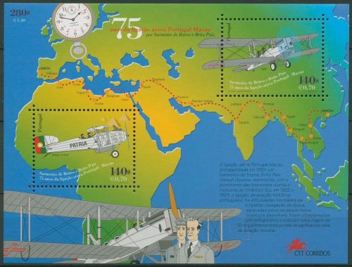 Portugal 1999 1.Langstreckenflug Doppeldecker Block 148 postfrisch (C91228)