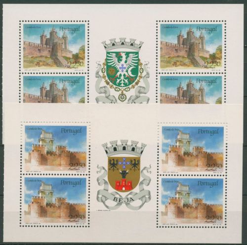 Portugal 1986 Burgen Schlösser Heftchenblatt 1680/81 H-Blatt postfrisch (C66049)