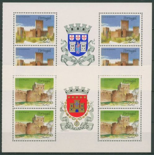 Portugal 1986 Burgen Schlösser Heftchenblatt 1688/89 H-Blatt postfrisch (C66050)