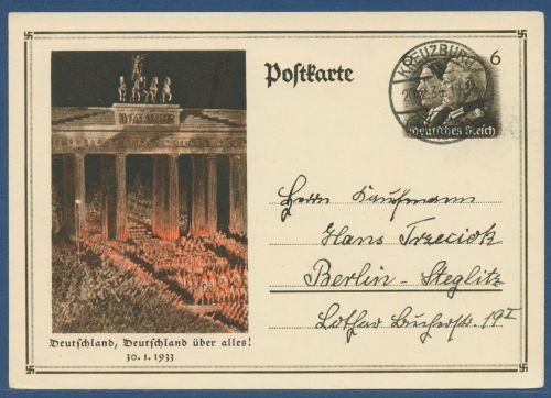 Dt. Reich 1934 Machtergreifung Gedenkpostkarte P 250 gebraucht (X41216)