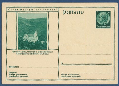 Dt. Reich 1933 Bildpostkarte Gernrode P 221 /028 ungebraucht (X41306)