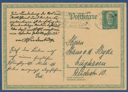 Dt. Reich 1927 80. Geb. Hindenburgs Sonderpostkarte P 207 a gebraucht (X40491)